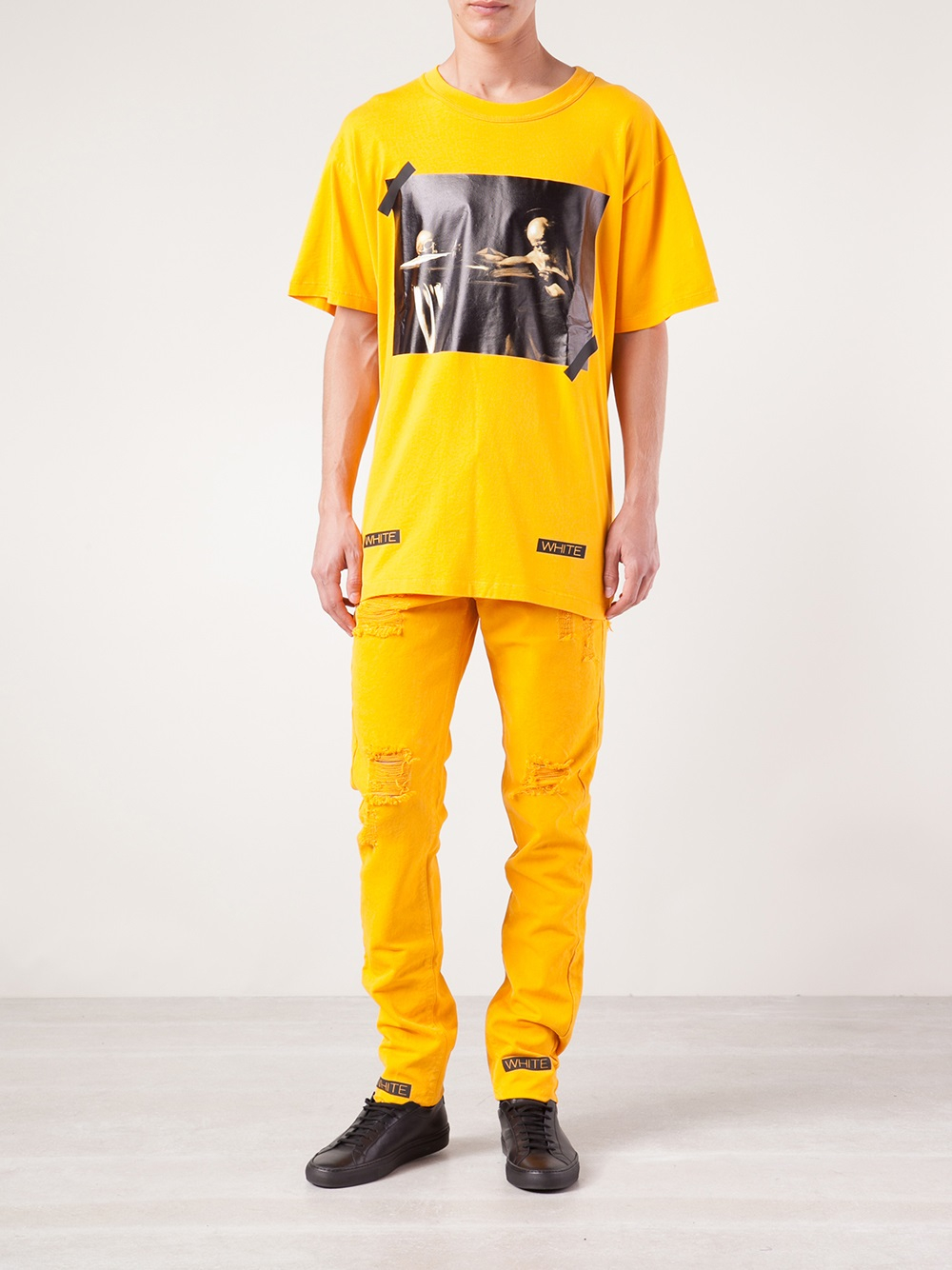 Off-White c/o Virgil Abloh Front Graphic T-Shirt in Yellow & Orange  (Orange) for Men - Lyst