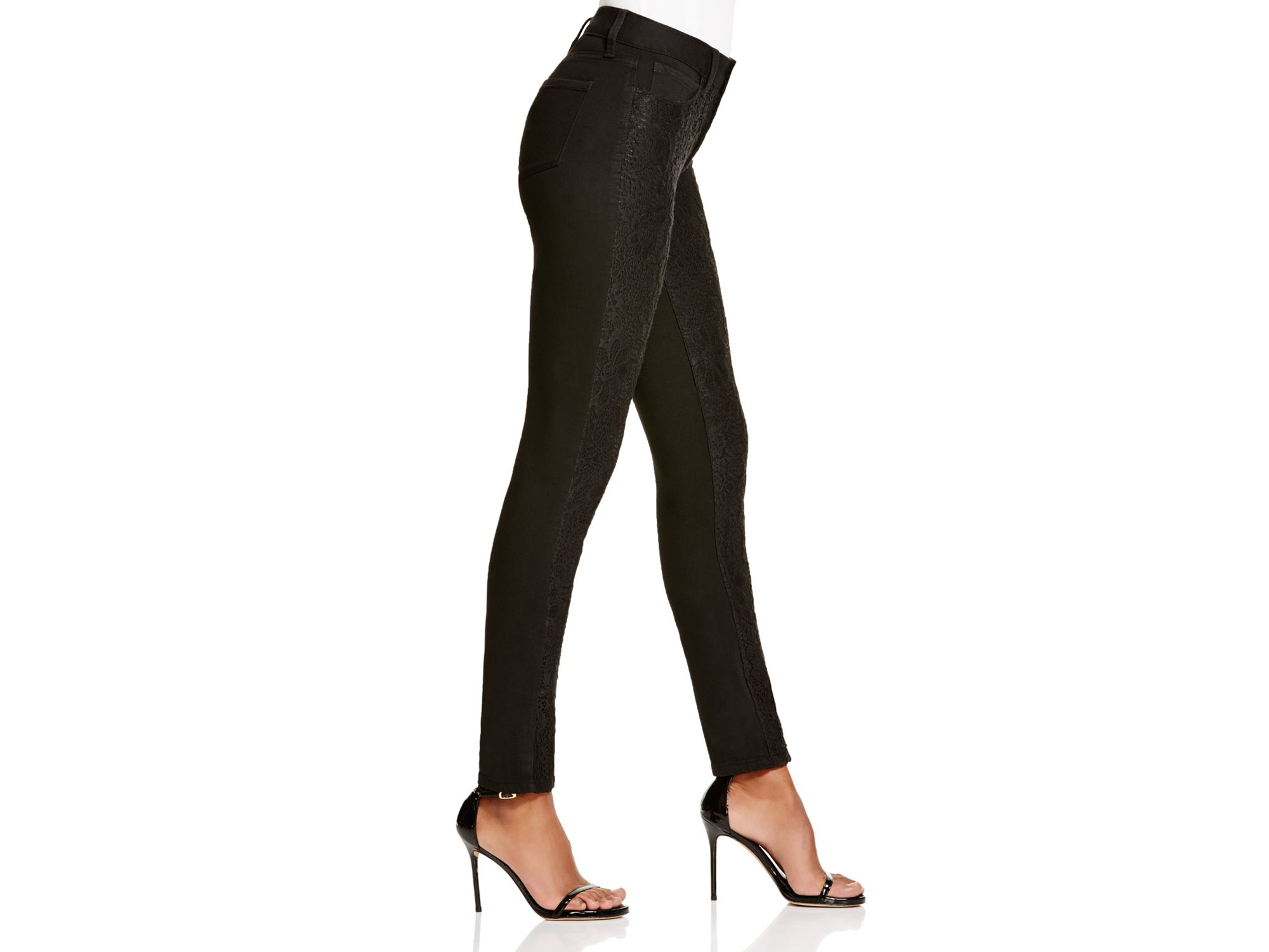 NYDJ Alina Lace Overlay Legging Jeans In Black Denim - Lyst