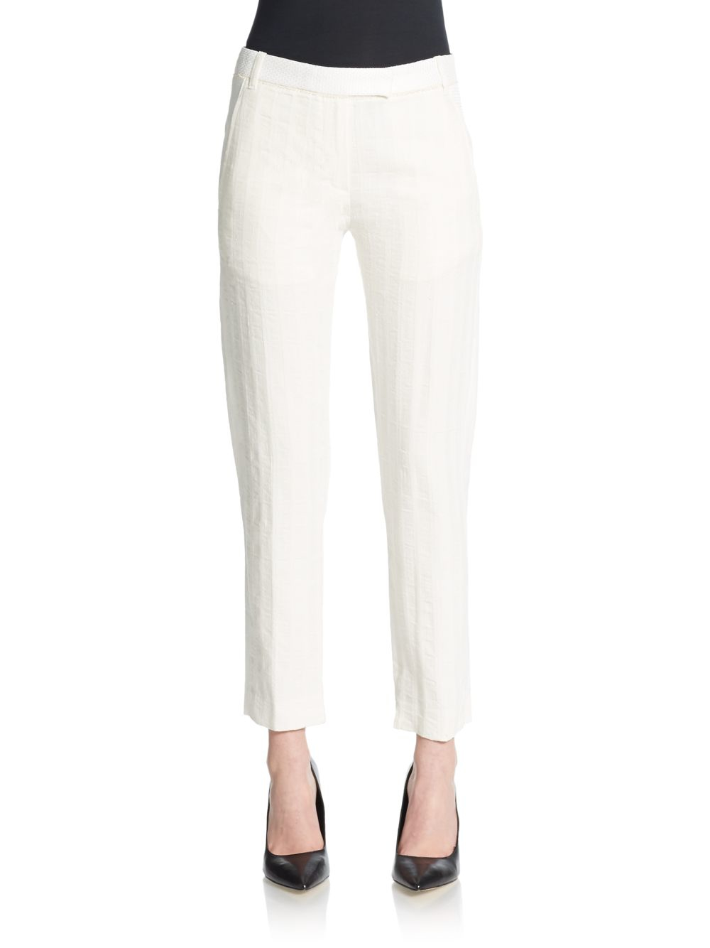 Lyst - Ann Demeulemeester Slim Ankle Pants in White