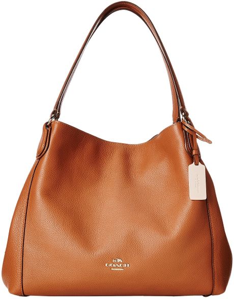 Coach Refined Pebble Leather Edie 31 Shoulder Bag in Brown (LiSaddle ...