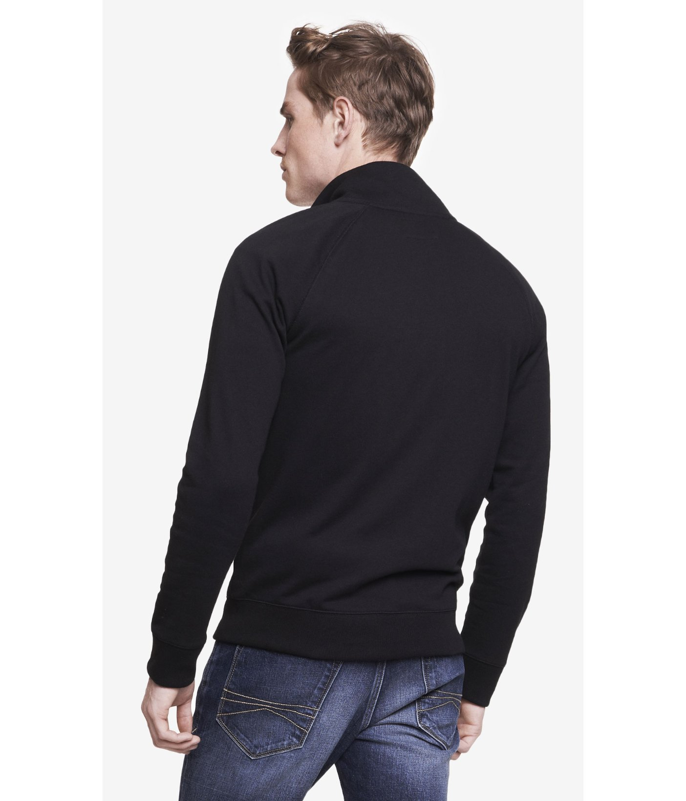 Download Express Mock Neck Zip Jacket in Black for Men - Lyst