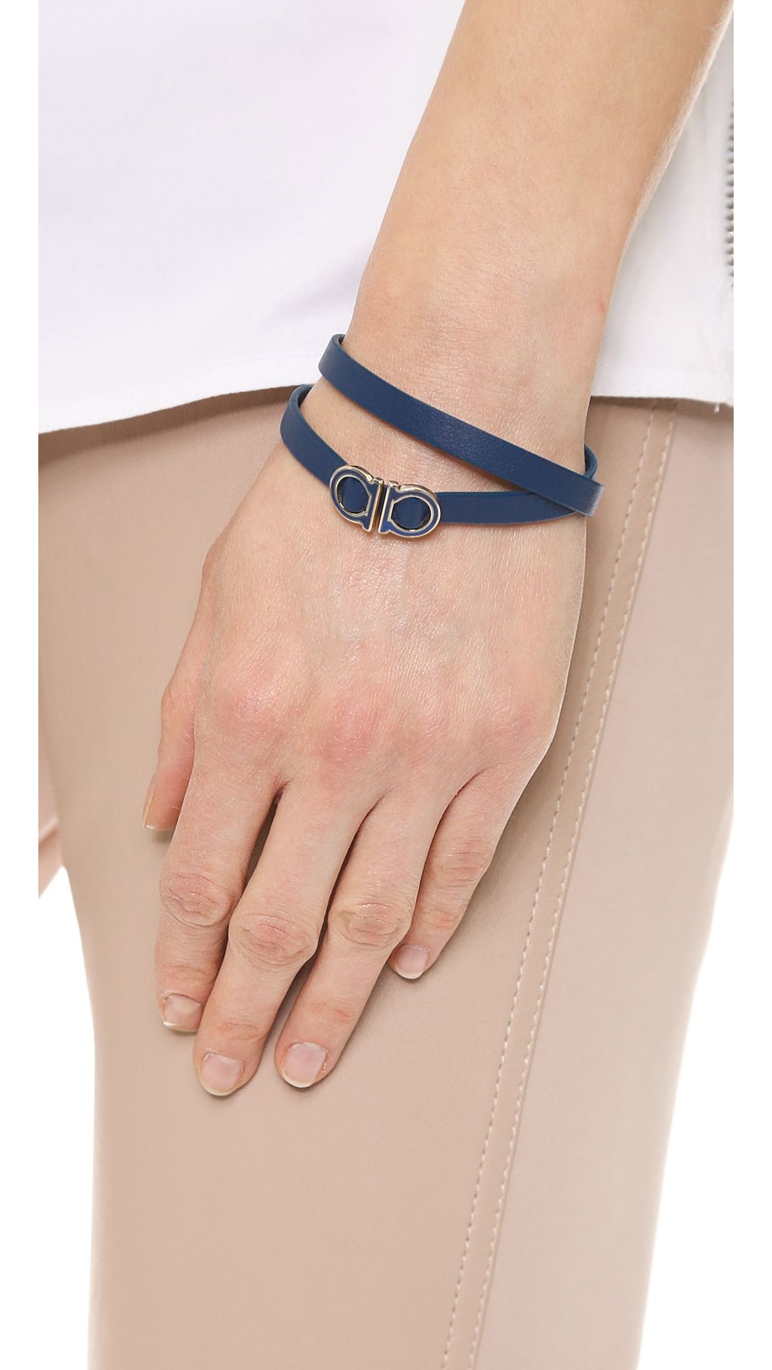Ferragamo Gancio Double Wrap Bracelet Storm In Blue Lyst Ferragamo Gancio Double Wrap Bracelet