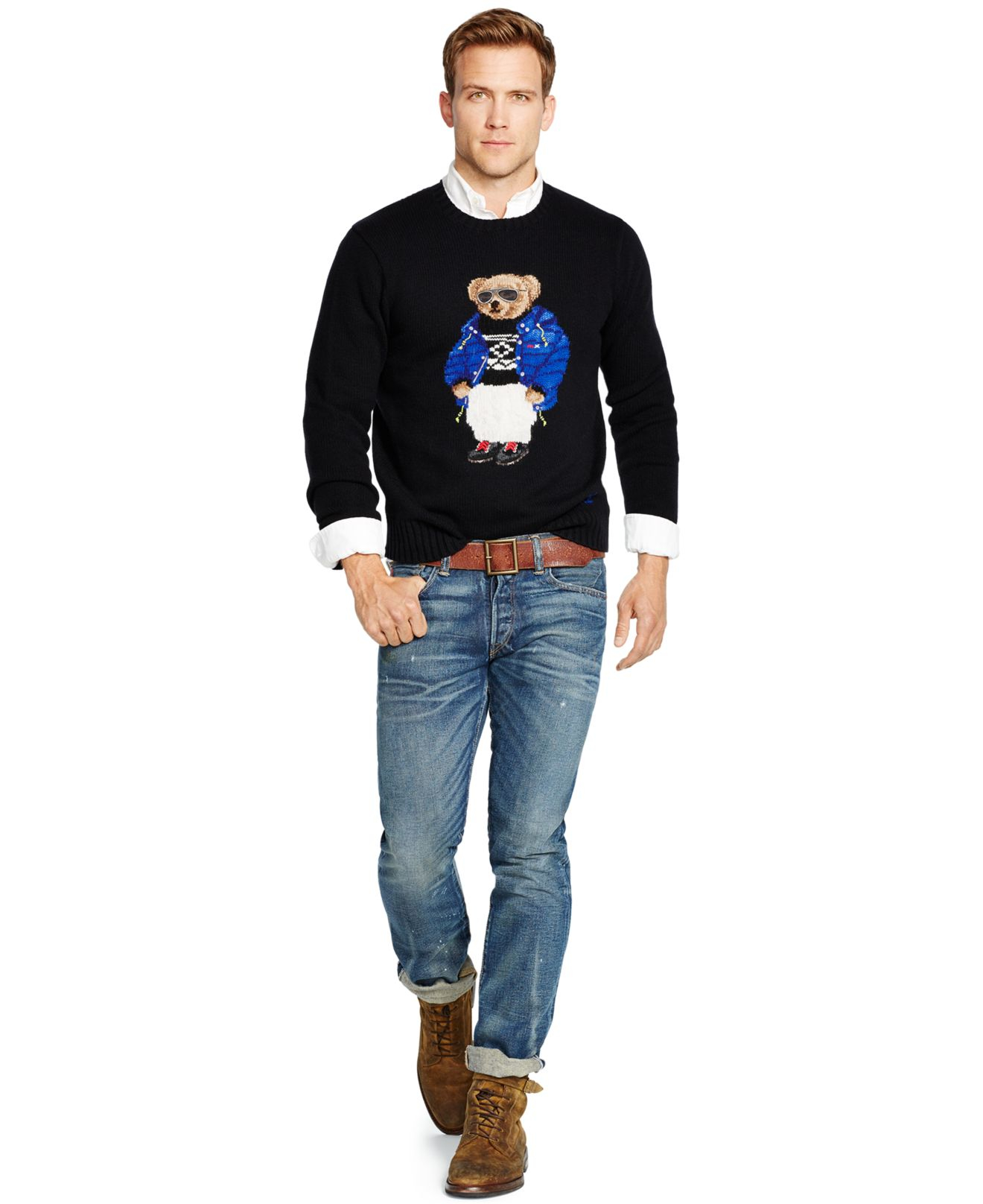 Polo Ralph Lauren Polo Bear Wool-blend Sweater in Black for Men | Lyst