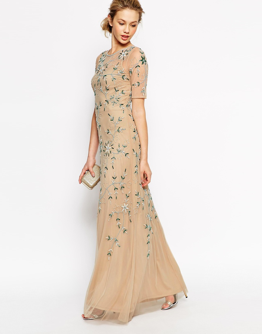 frock and frill embellished maxi dress