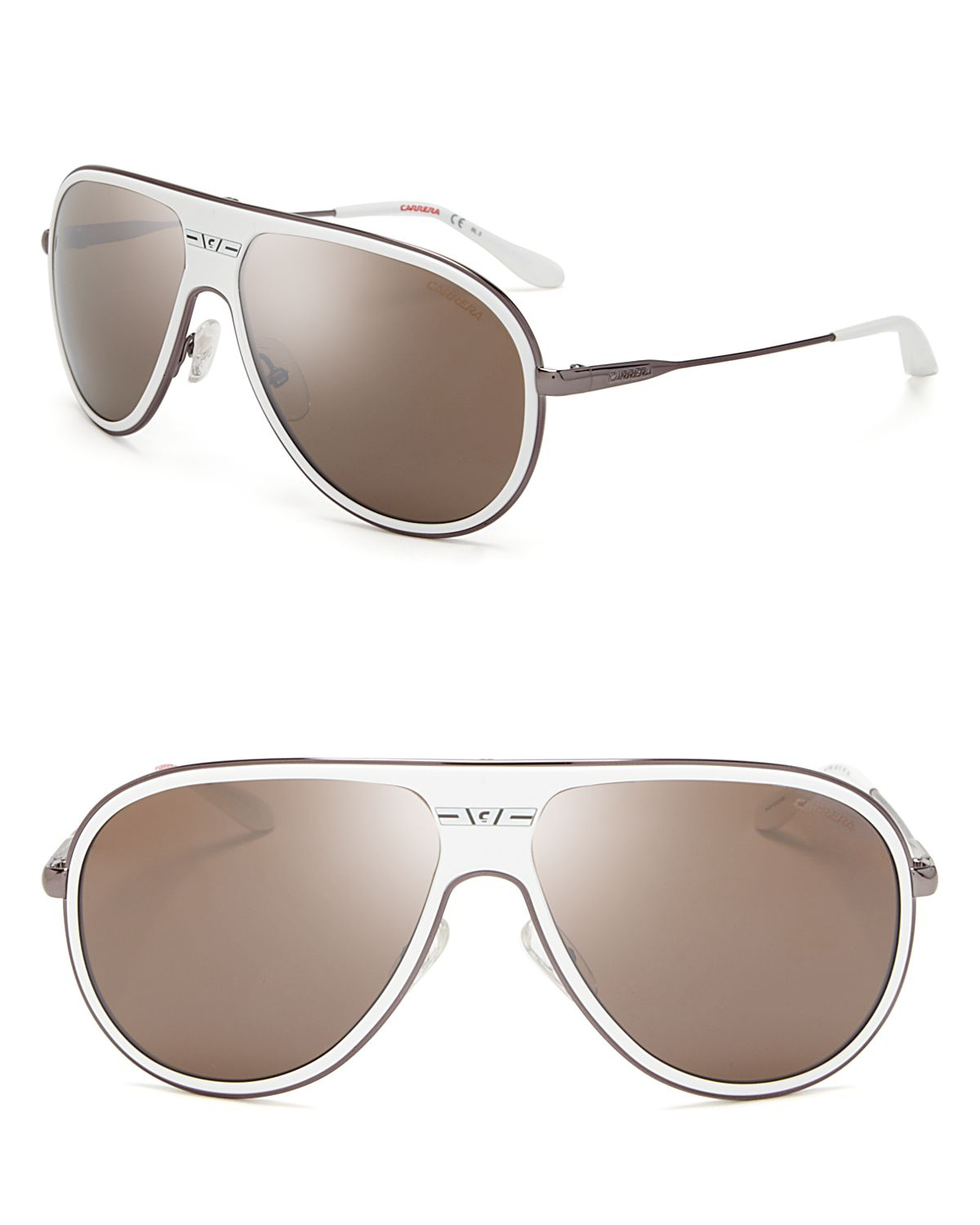 Carrera Mirrored Navigator Sunglasses in White for Men | Lyst