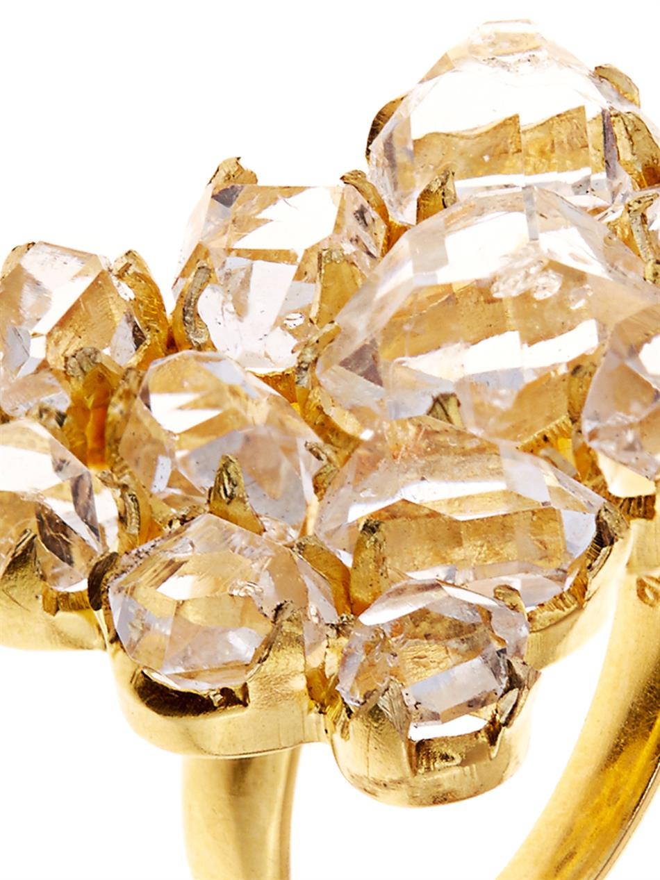 Pippa Small Herkimer Diamond-Quartz & Yellow-Gold Ring in Metallic - Lyst