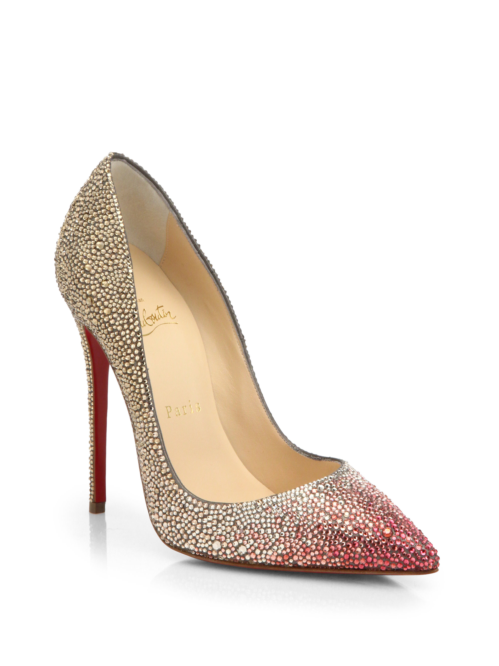 Christian louboutin Pigalle Ombr Crystal-Embellished Pumps in ...