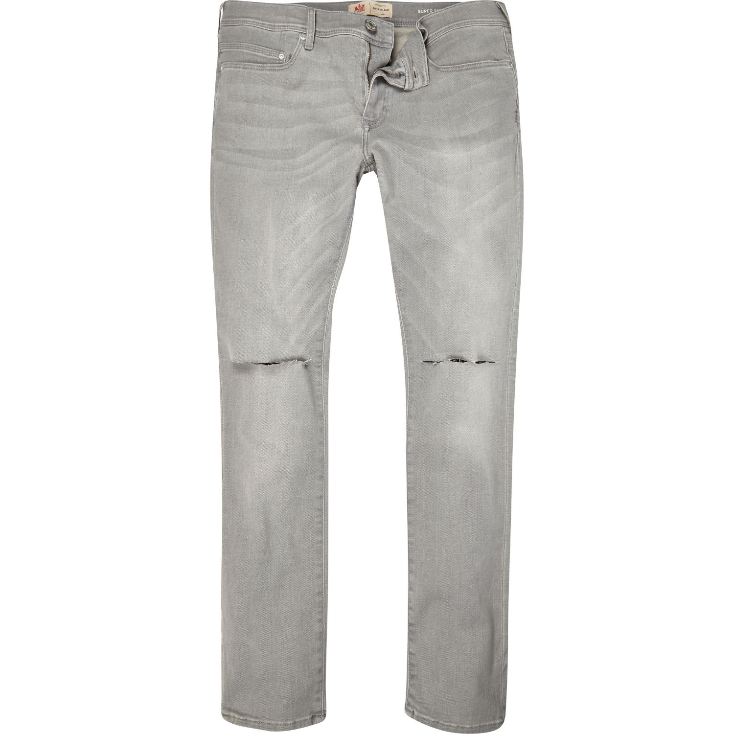 River Island Grey Ripped Danny Superskinny Jeans in Gray for Men (Grey ...
