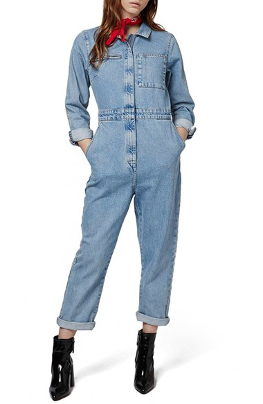 topshop jean jumpsuit