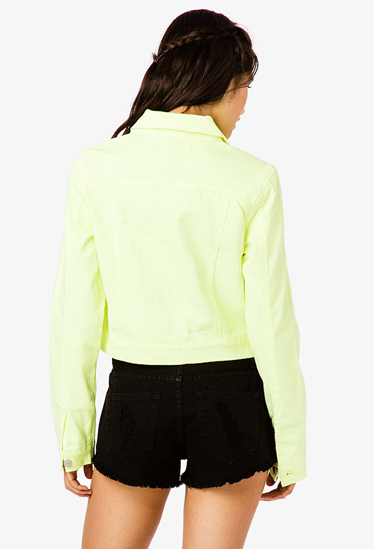 neon yellow denim jacket
