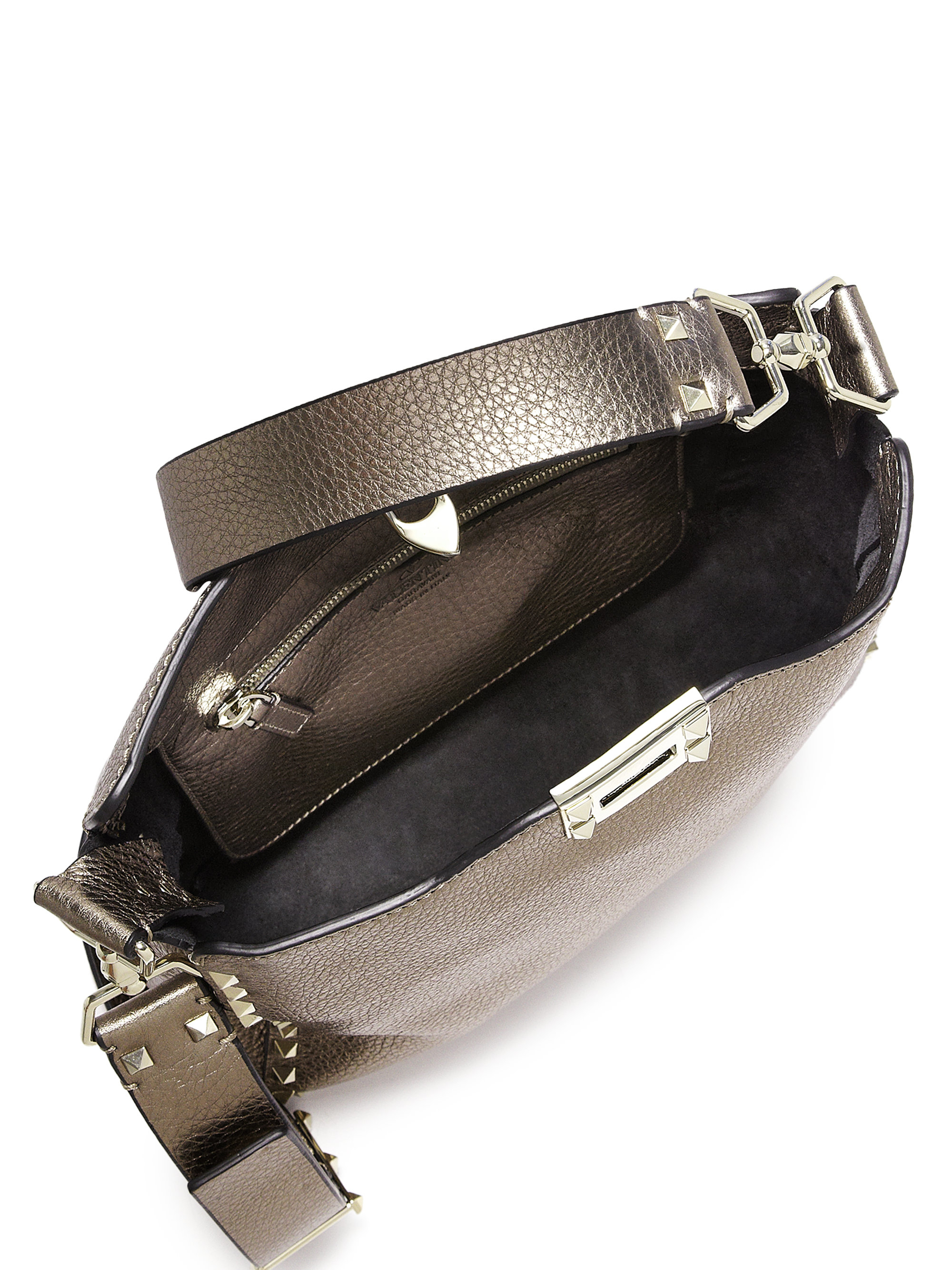 Lyst - Valentino Rockstud Utilitarian Metallic Crossbody Bag in Metallic