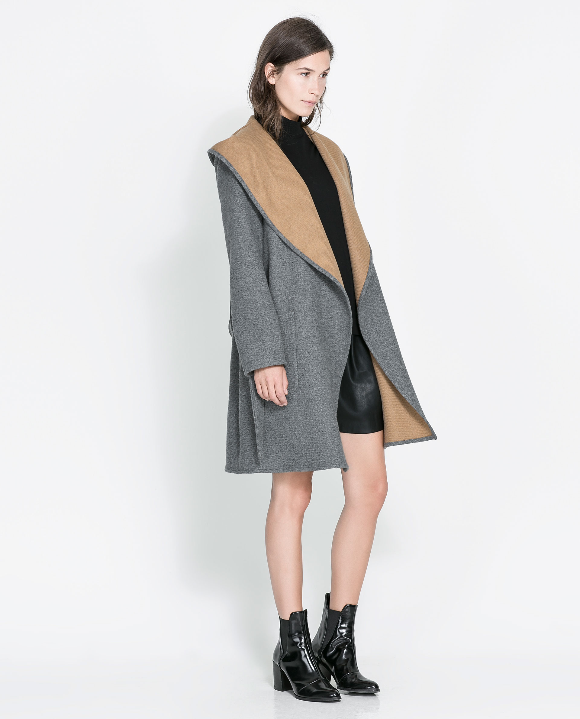 Zara Hooded Wool Coat in Gray Lyst