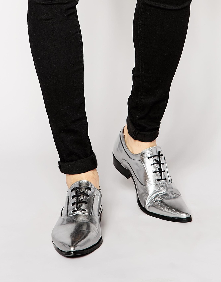 silver oxford shoes