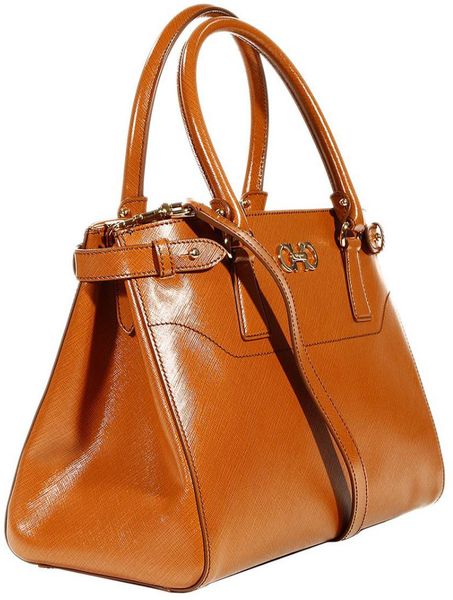 Ferragamo Handbag Batik Medium Shopping Tissu Leather in Orange ...