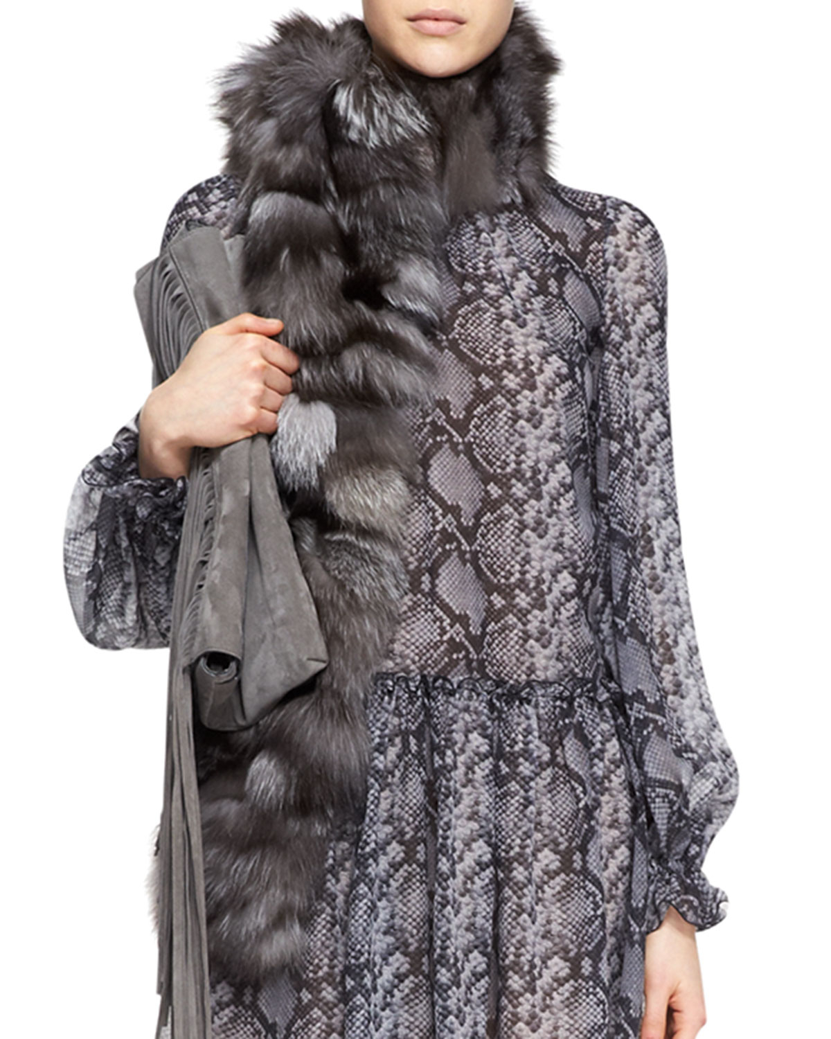 michael kors fur scarf