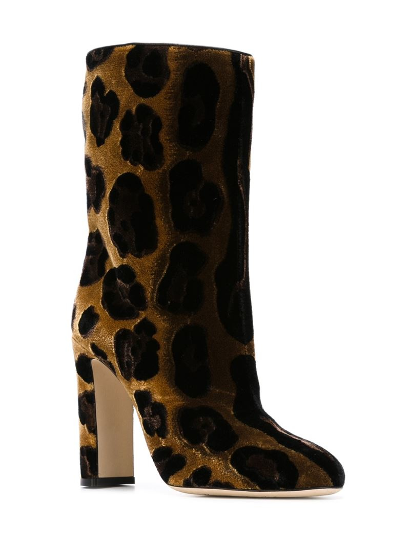 \u0026 Gabbana Velvet Leopard Print Boots 