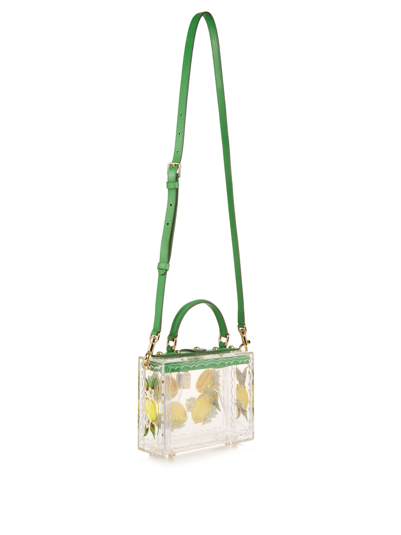 DOLCE & GABBANA Hand Painted Transparent Lemon Plexi DOLCE BOX Bag Green  12749