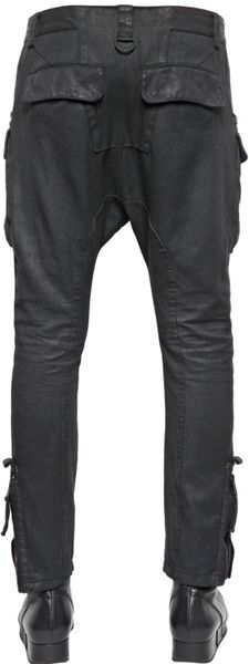 Alexandre Plokhov Waxed Cotton Linen Cargo Trousers in Black for Men | Lyst