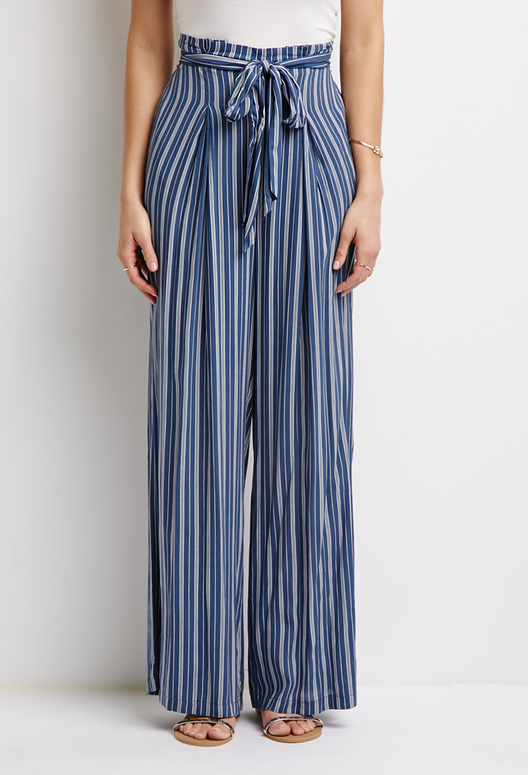 striped pants with tie waist