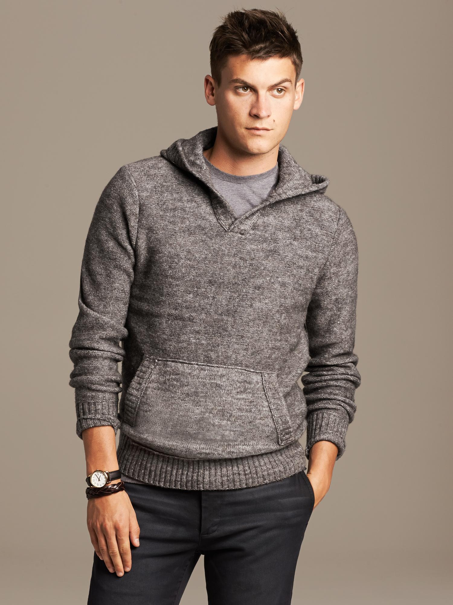 Banana republic Heritage Hooded Pullover Sweater in Gray for Men ...