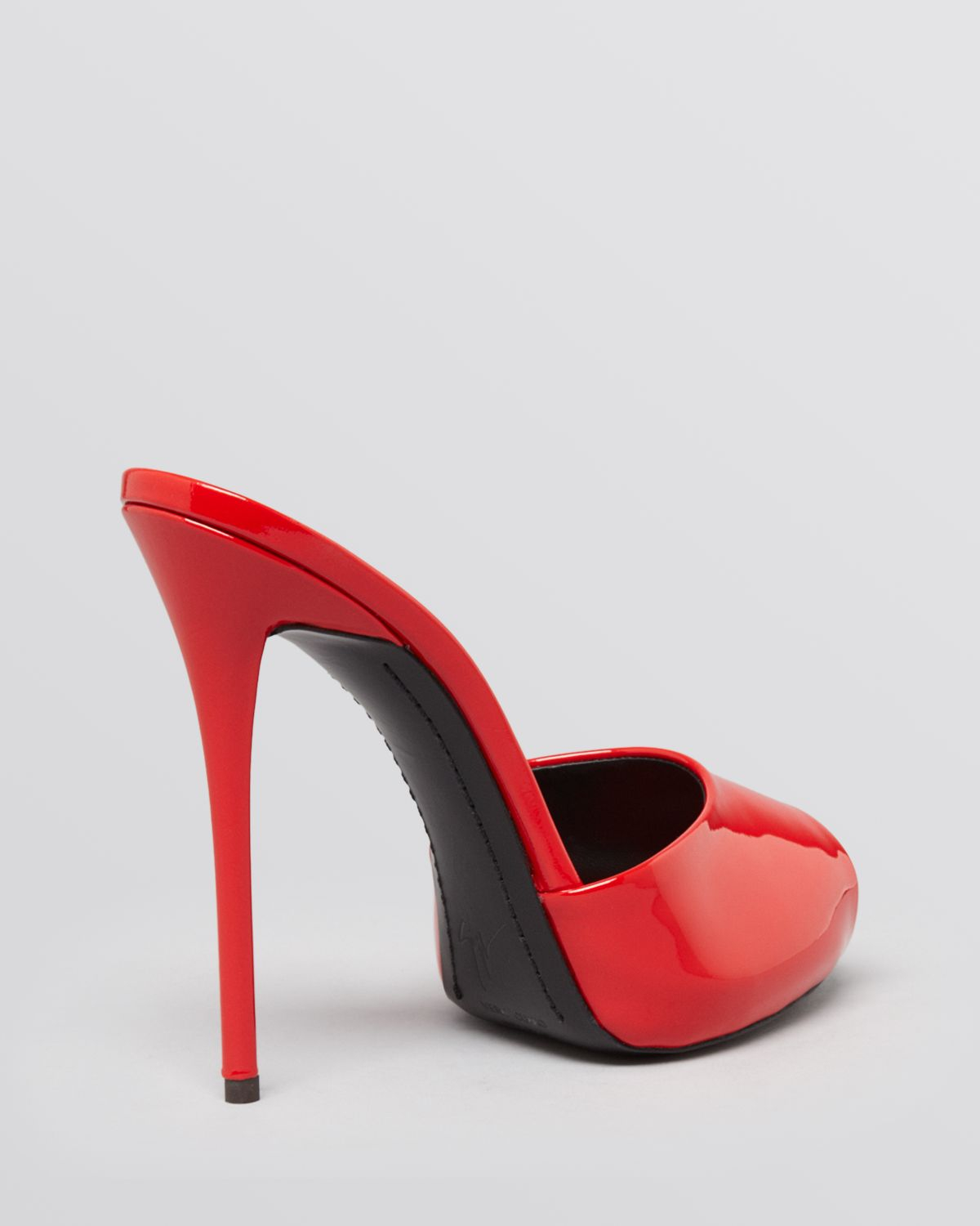 red high heel mules