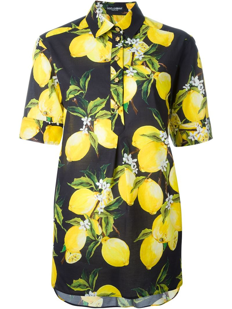 Dolce & Gabbana Lemon Print Shirt in Black | Lyst