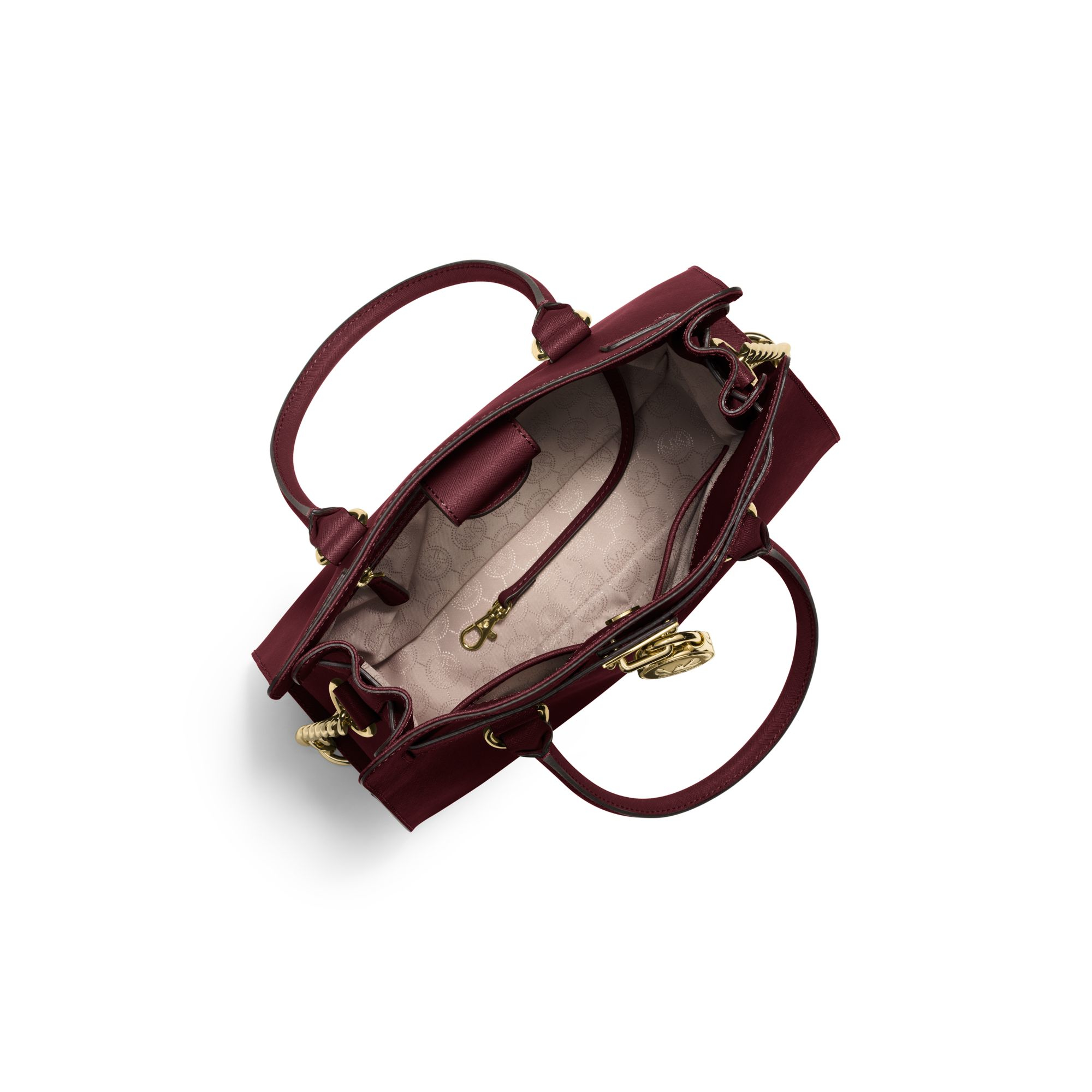 Michael Kors Hamilton Saffiano Leather Medium Satchel in Purple | Lyst