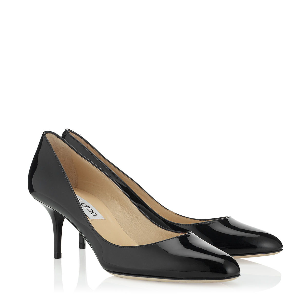 Jimmy Choo Patent Leather Round Toe Pumps in Black - Lyst