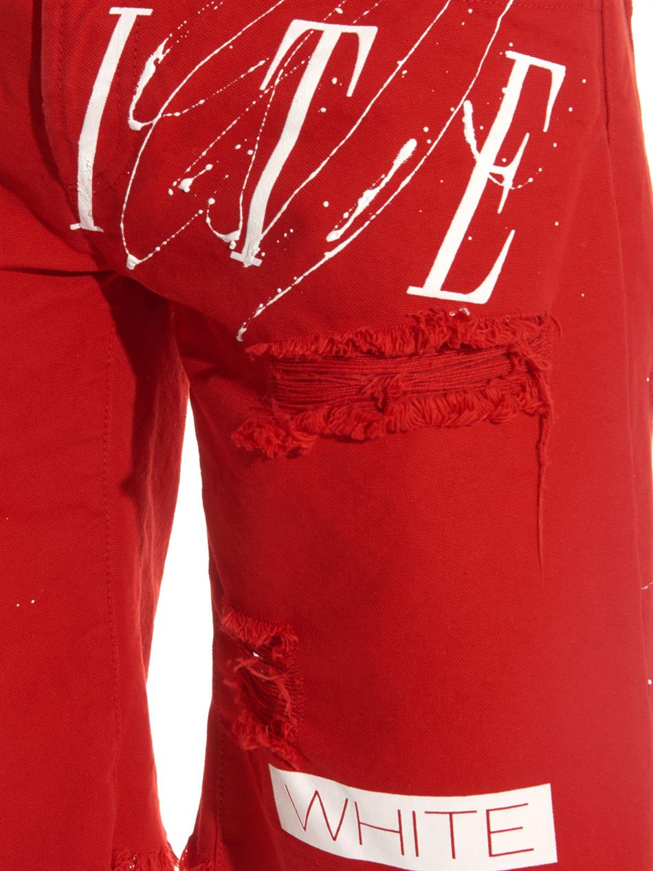 Off-White c/o Virgil Abloh New White Paint-Splatter Print Denim