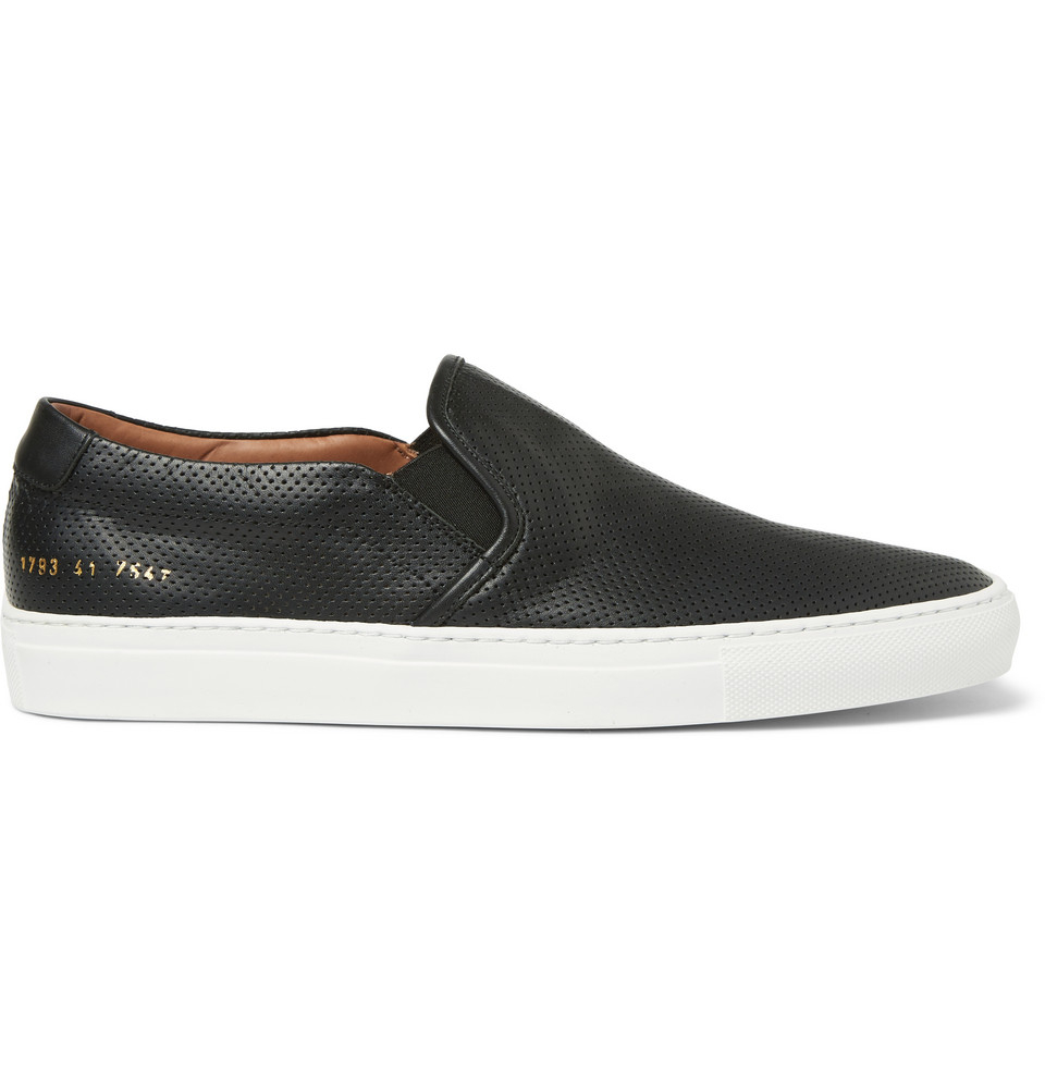Common Projects Perforated Leather Slip-On Sneakers in Black for Men | Lyst  UK