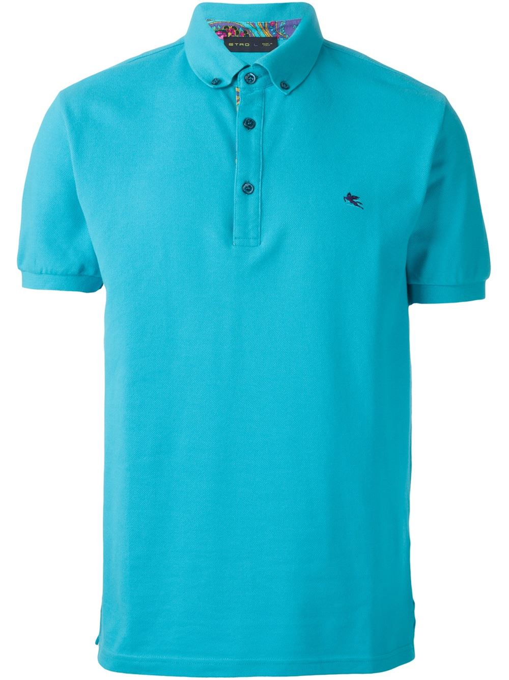 Lyst - Etro Button Down Collar Polo Shirt in Blue for Men
