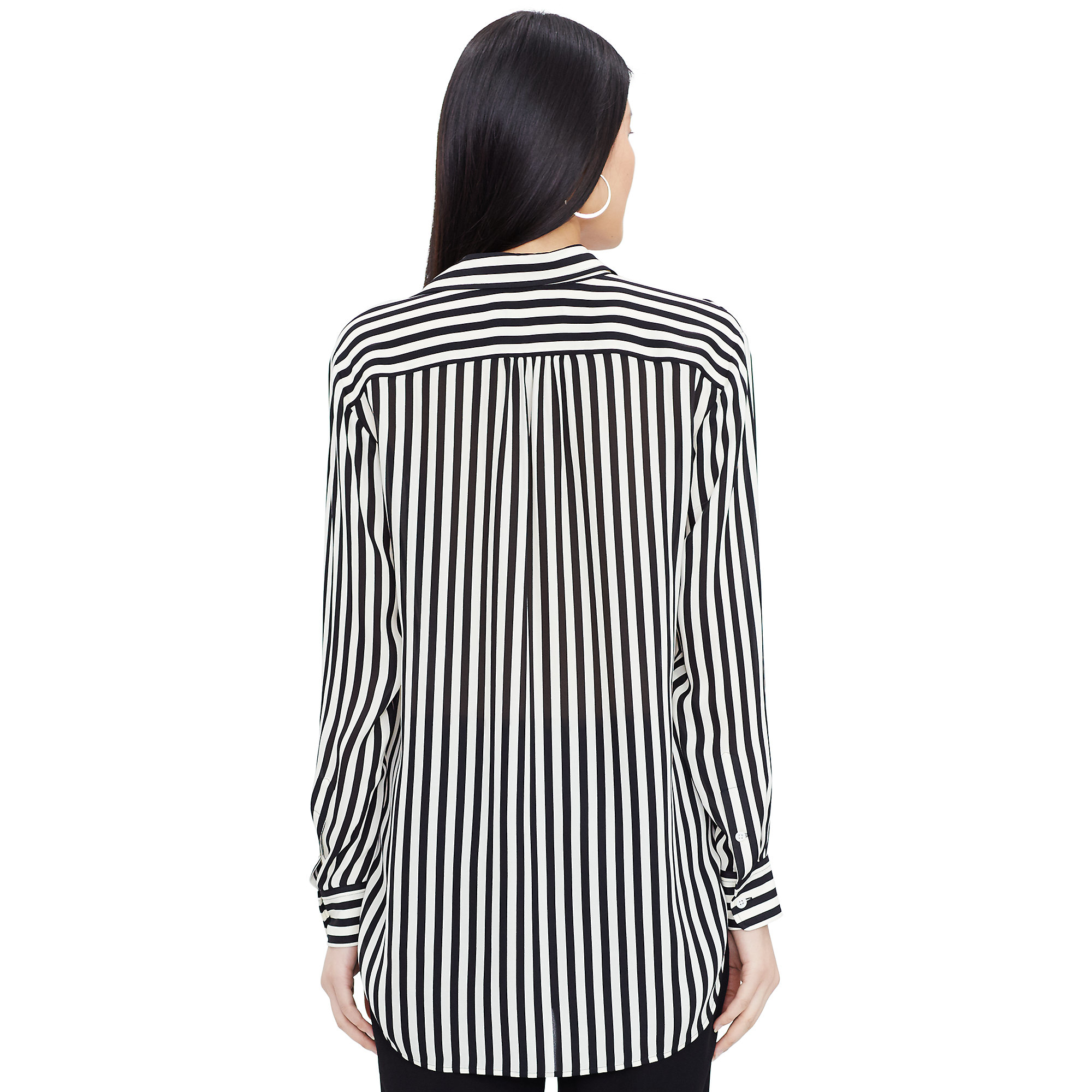 Polo Ralph Lauren Striped Silk Button-down Shirt in White/Black (Black ...
