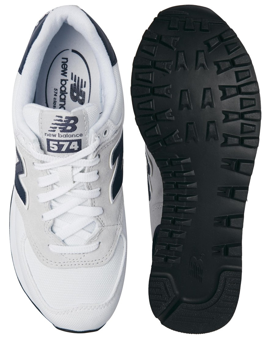 New Balance White Suede and Canvas 574 Trainers | Lyst