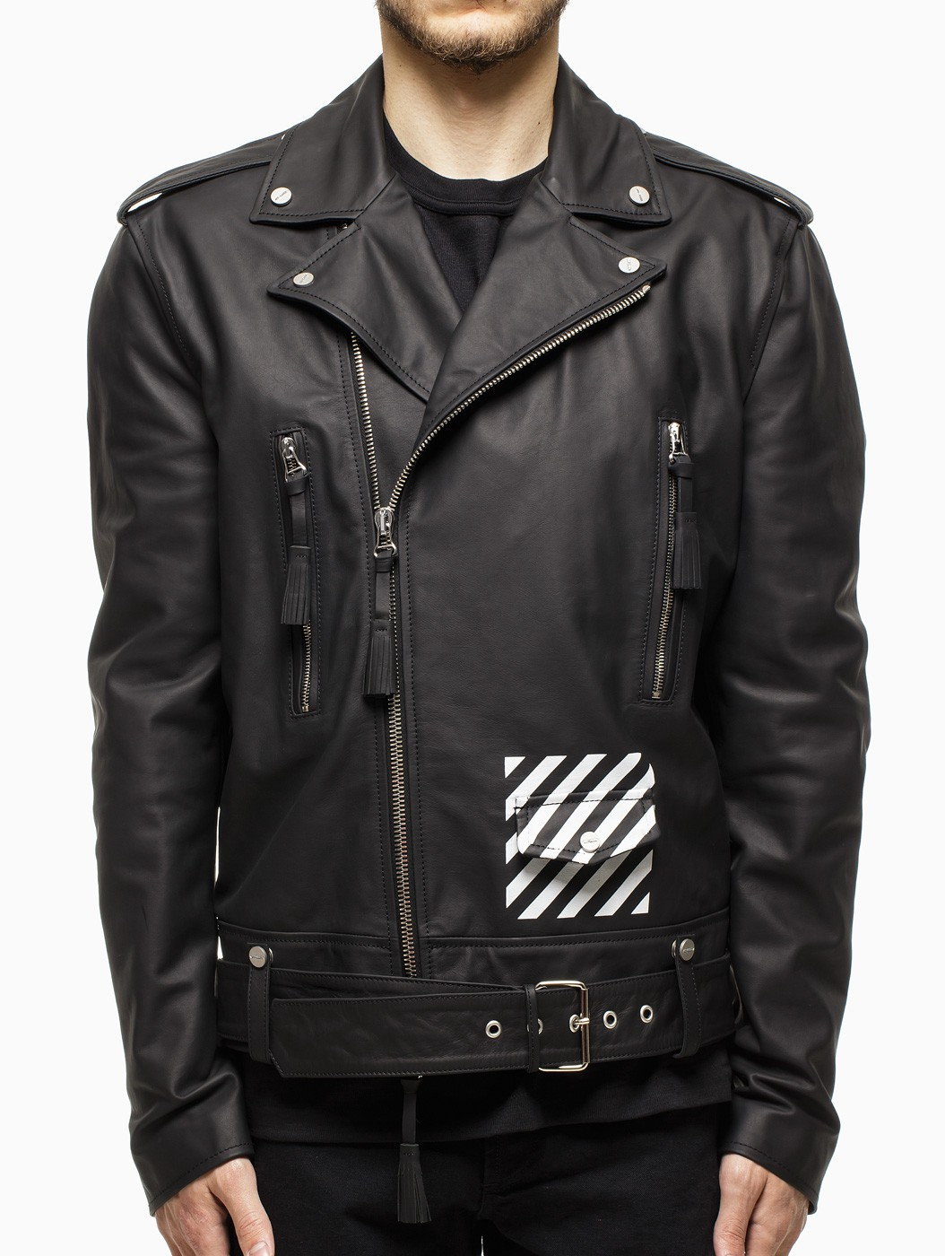 Off White C/o Virgil Abloh Biker Jacket in Black for Men Lyst