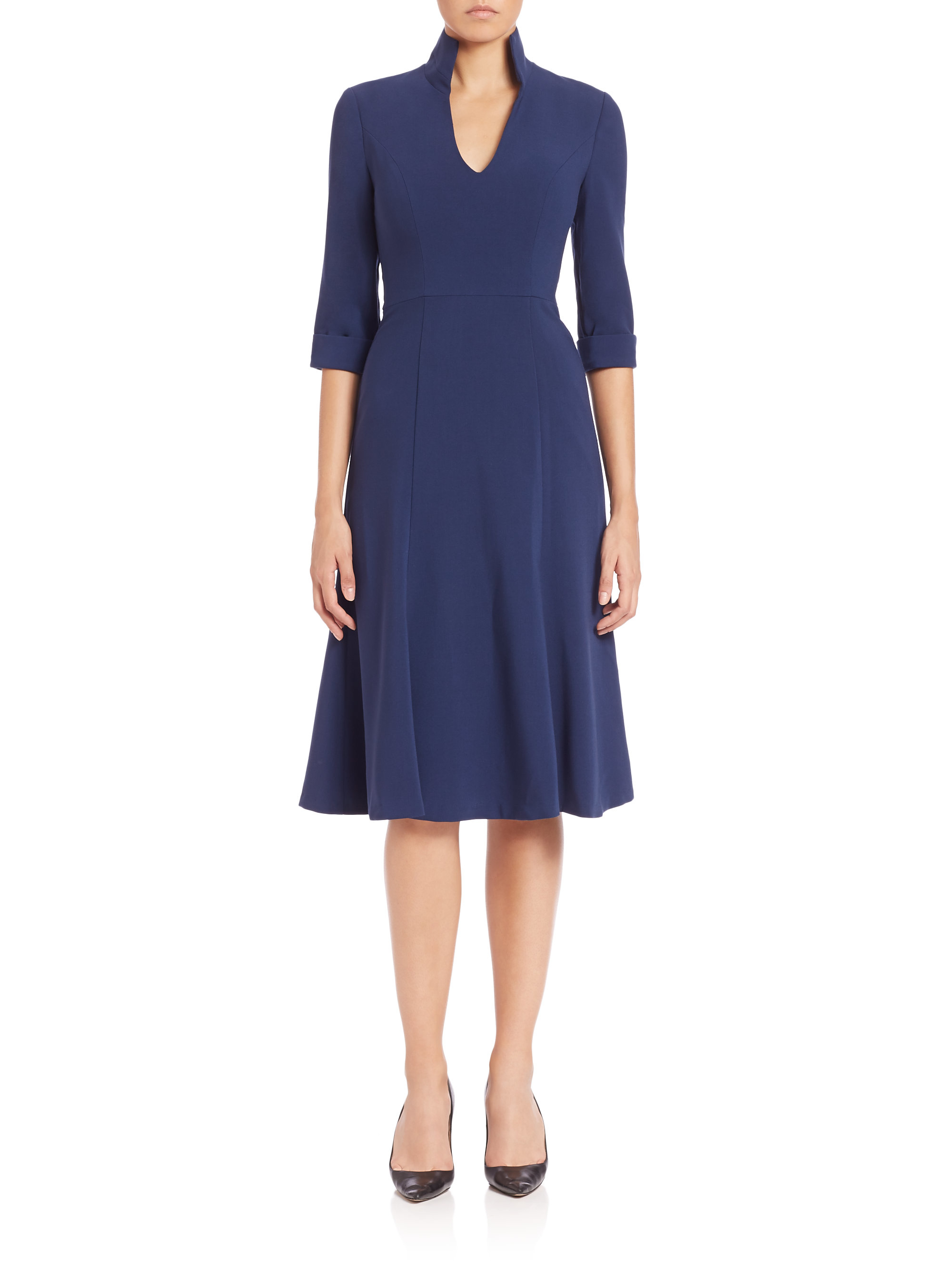 black halo navy dress
