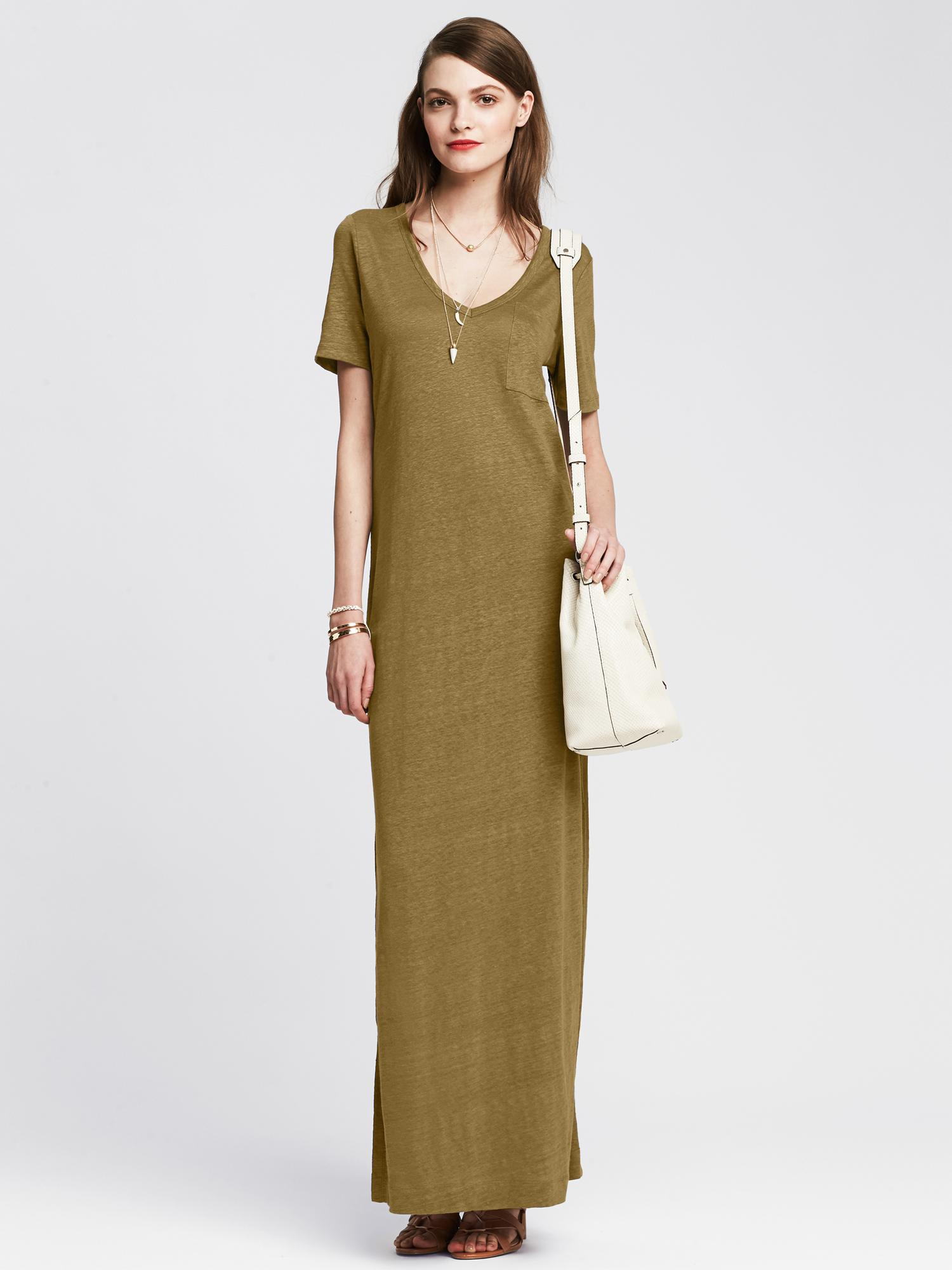 Banana republic Heritage Linen Patio Dress in Green (Vintage olive) Lyst