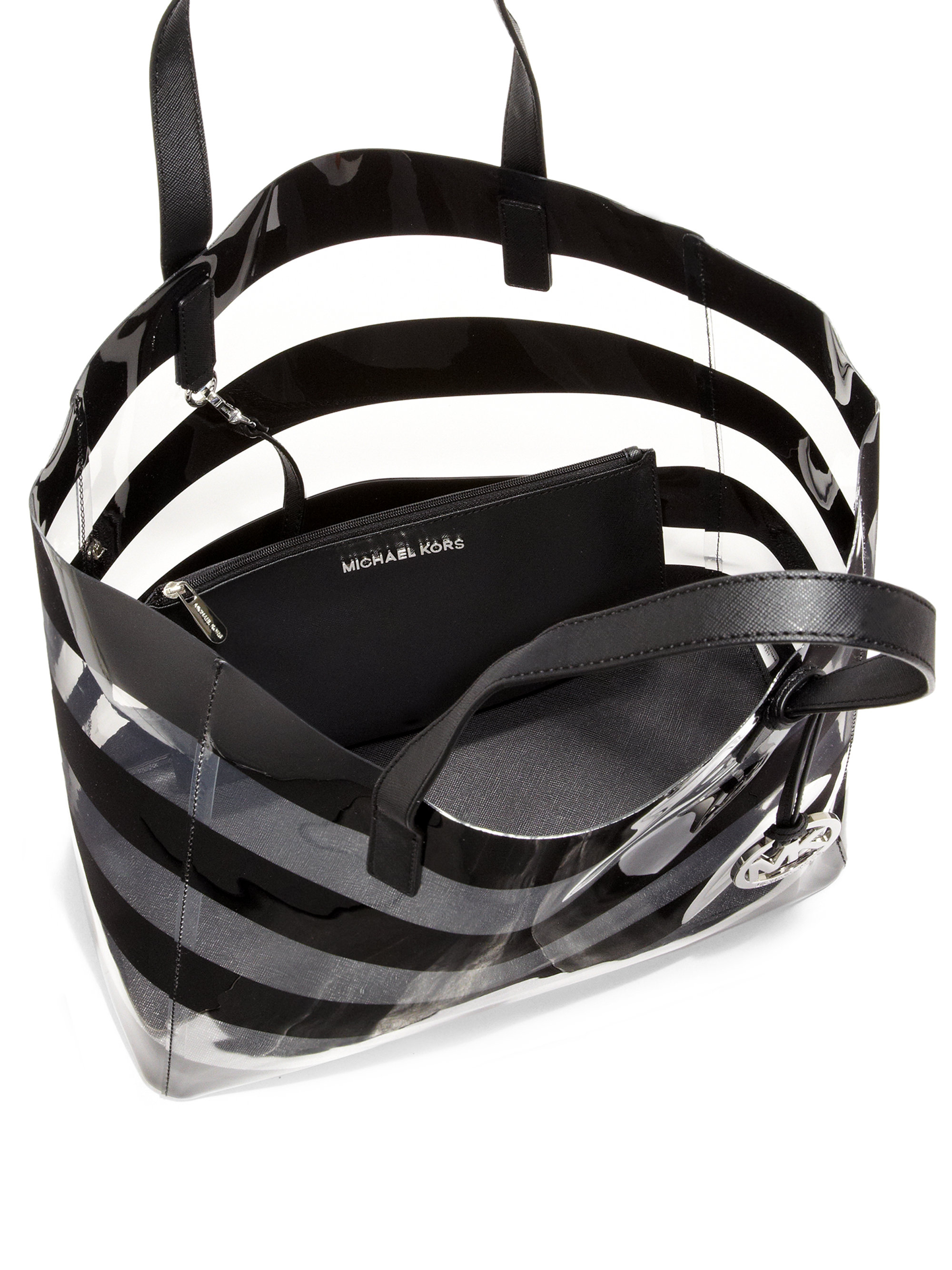 Michael Kors black and white stripes bag