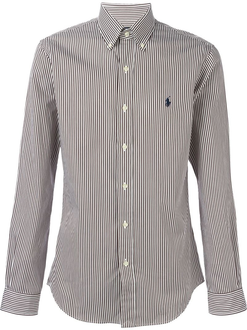 Polo Ralph Lauren Striped Button Down Shirt in Brown for Men - Lyst