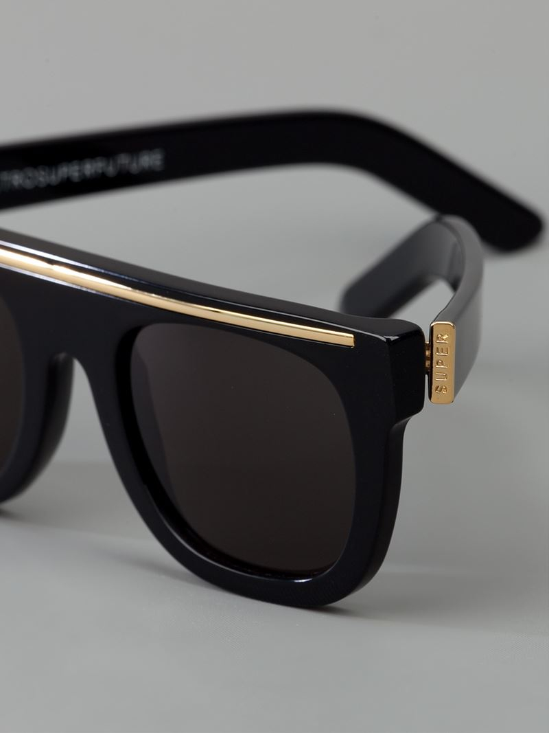 Retrosuperfuture 'ciccio Flat Top Chicano' Sunglasses in Black | Lyst