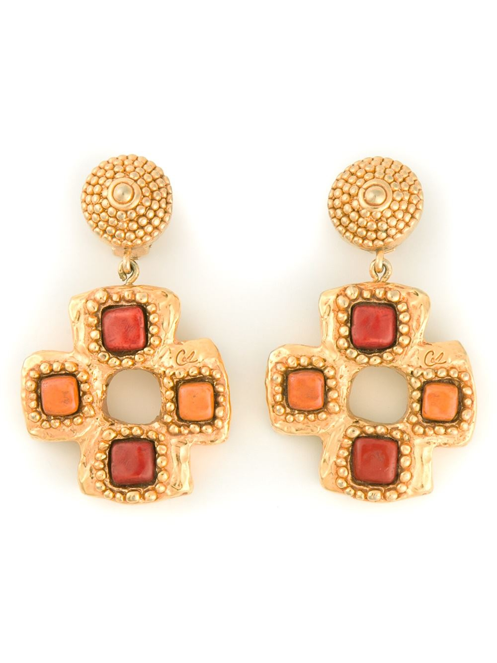 Christian Lacroix Stone Cross ClipOn Earrings in Red (metallic) Lyst