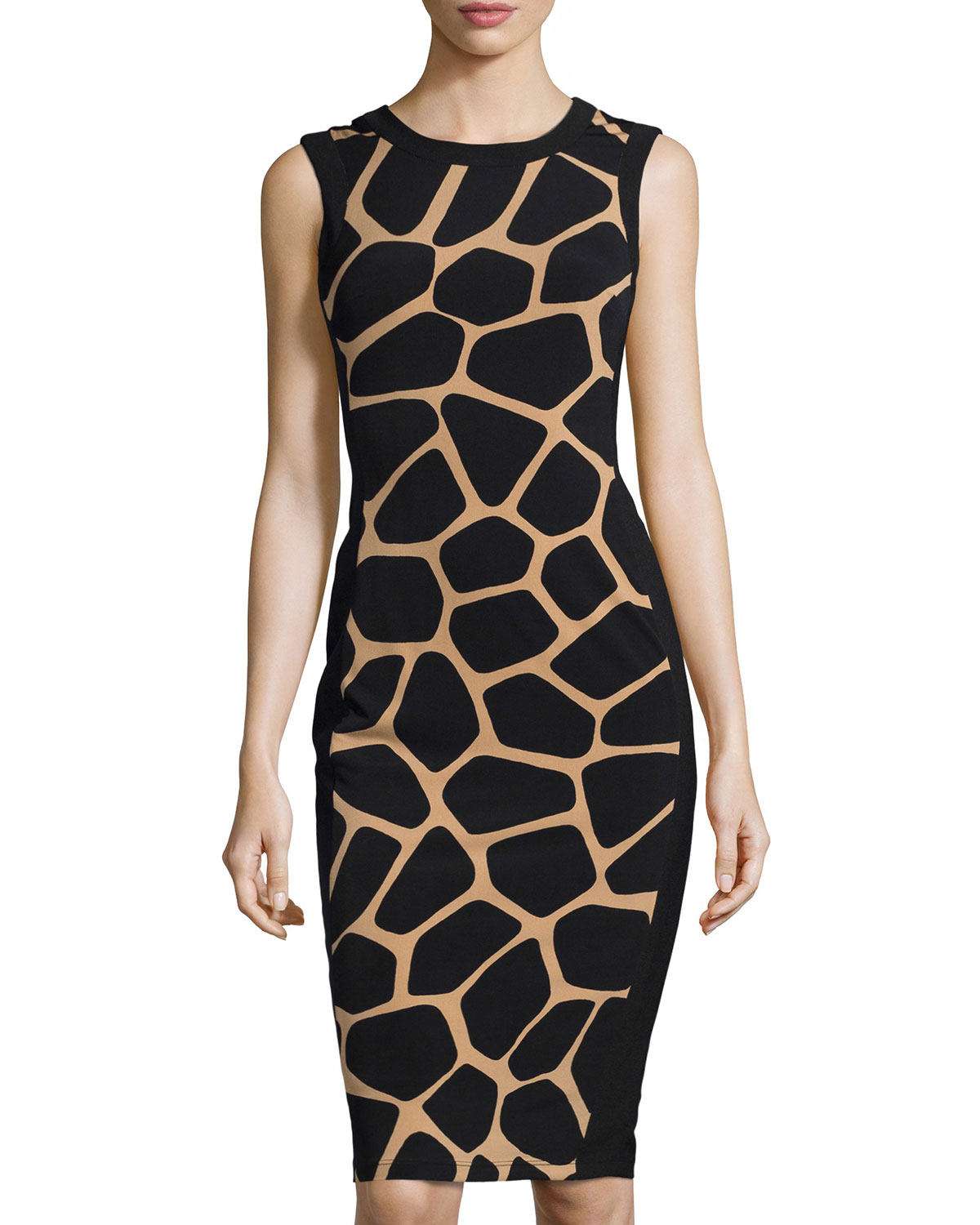 Maggy London Sleeveless Giraffe-Print Sheath Dress in Black - Lyst