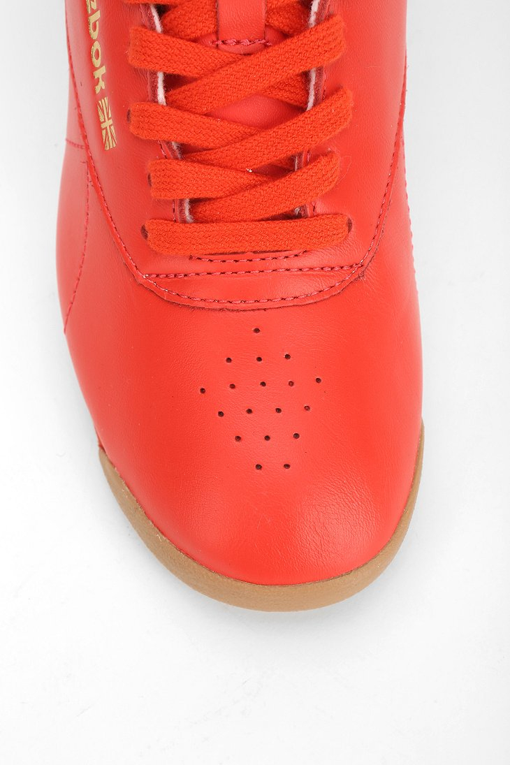 Lyst - Reebok Freestyle Metallic Hightop Sneaker in Red