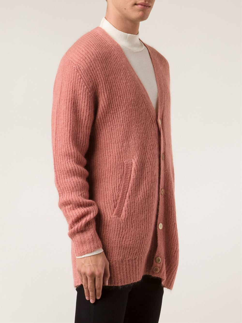 mens pink cardigan