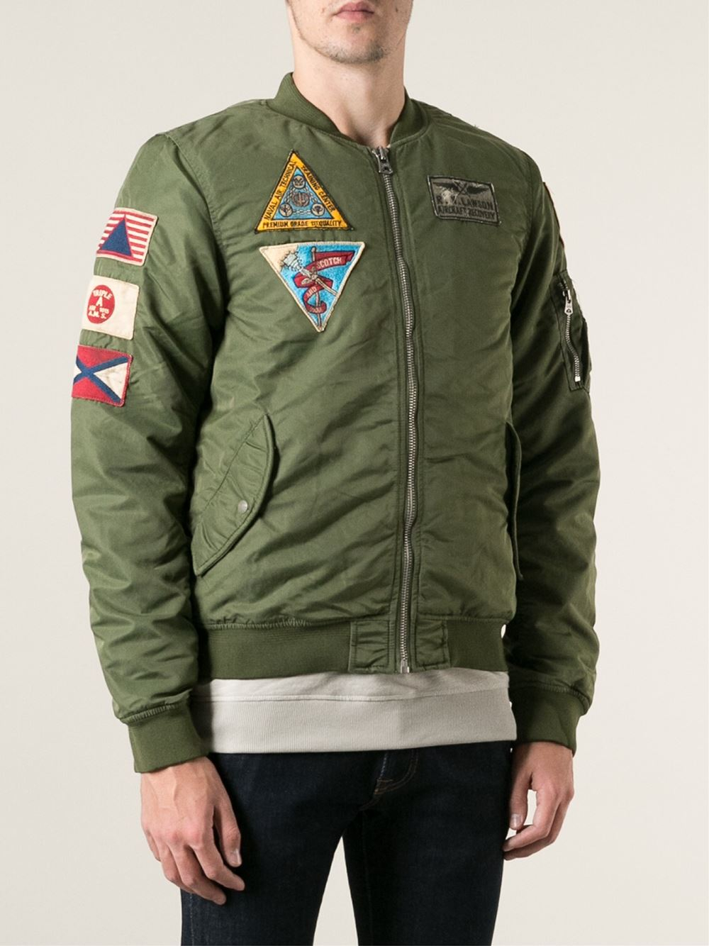 Scotch & Soda Military Style Patched Jacket in Green for Men - Lyst