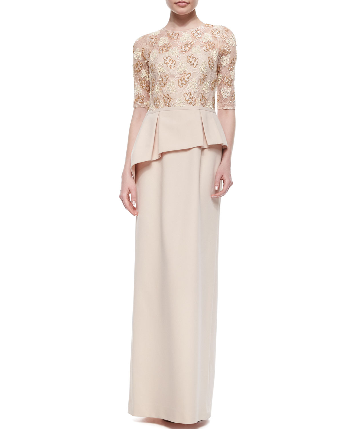 lace gown with peplum