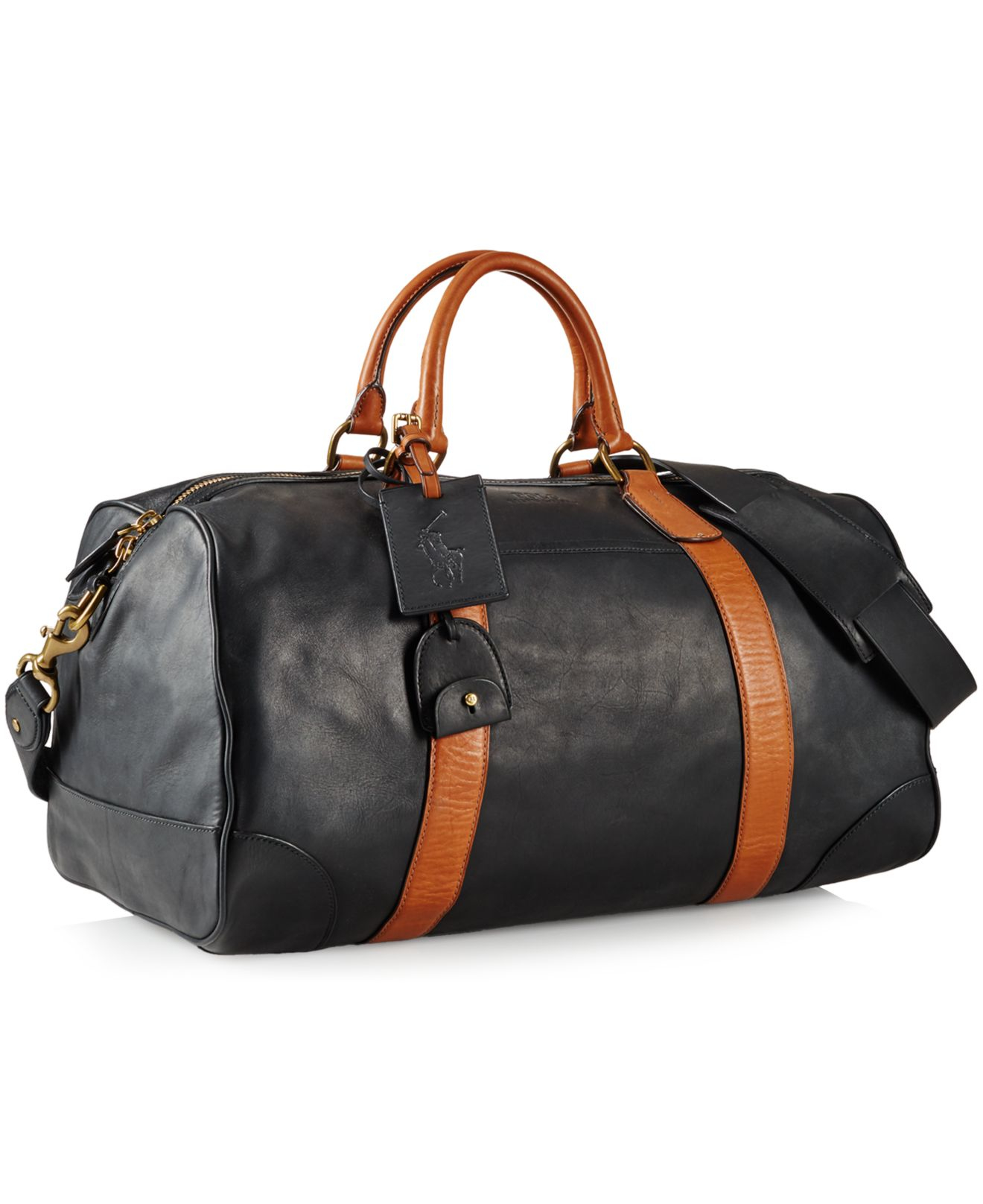 Polo Ralph Lauren Two-Toned Leather Duffel Bag in Black for Men | Lyst