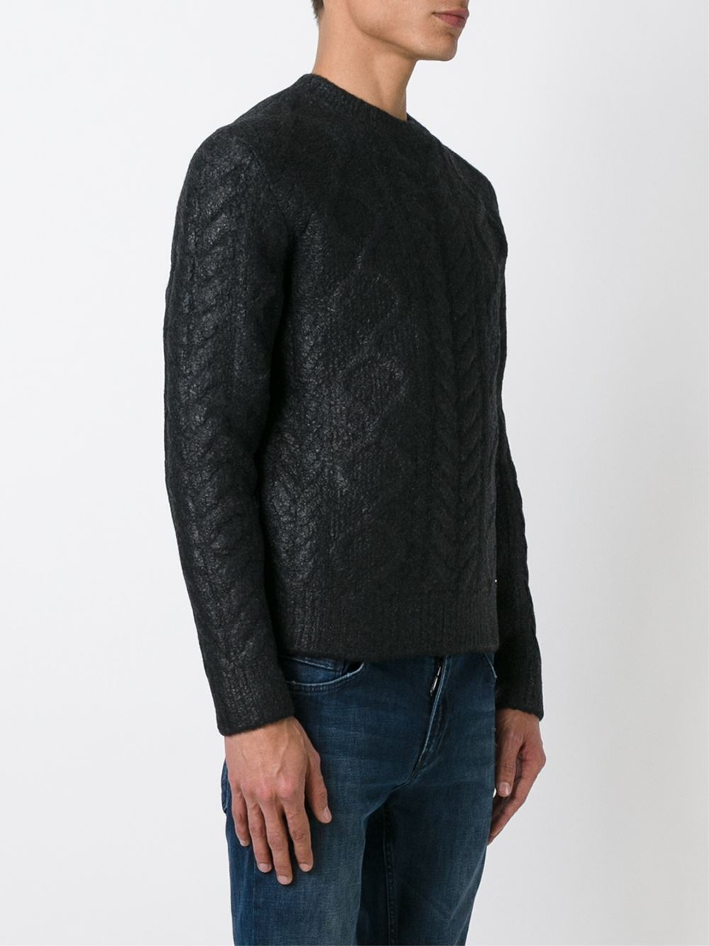 Dsquared² Cable Knit Sweater in Black for Men | Lyst