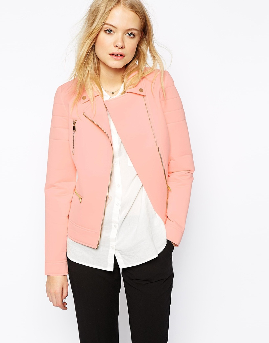 Vero Moda Pink Scuba Biker Jacket
