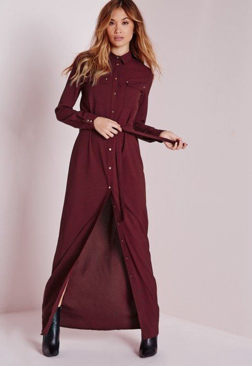 red long shirt dress