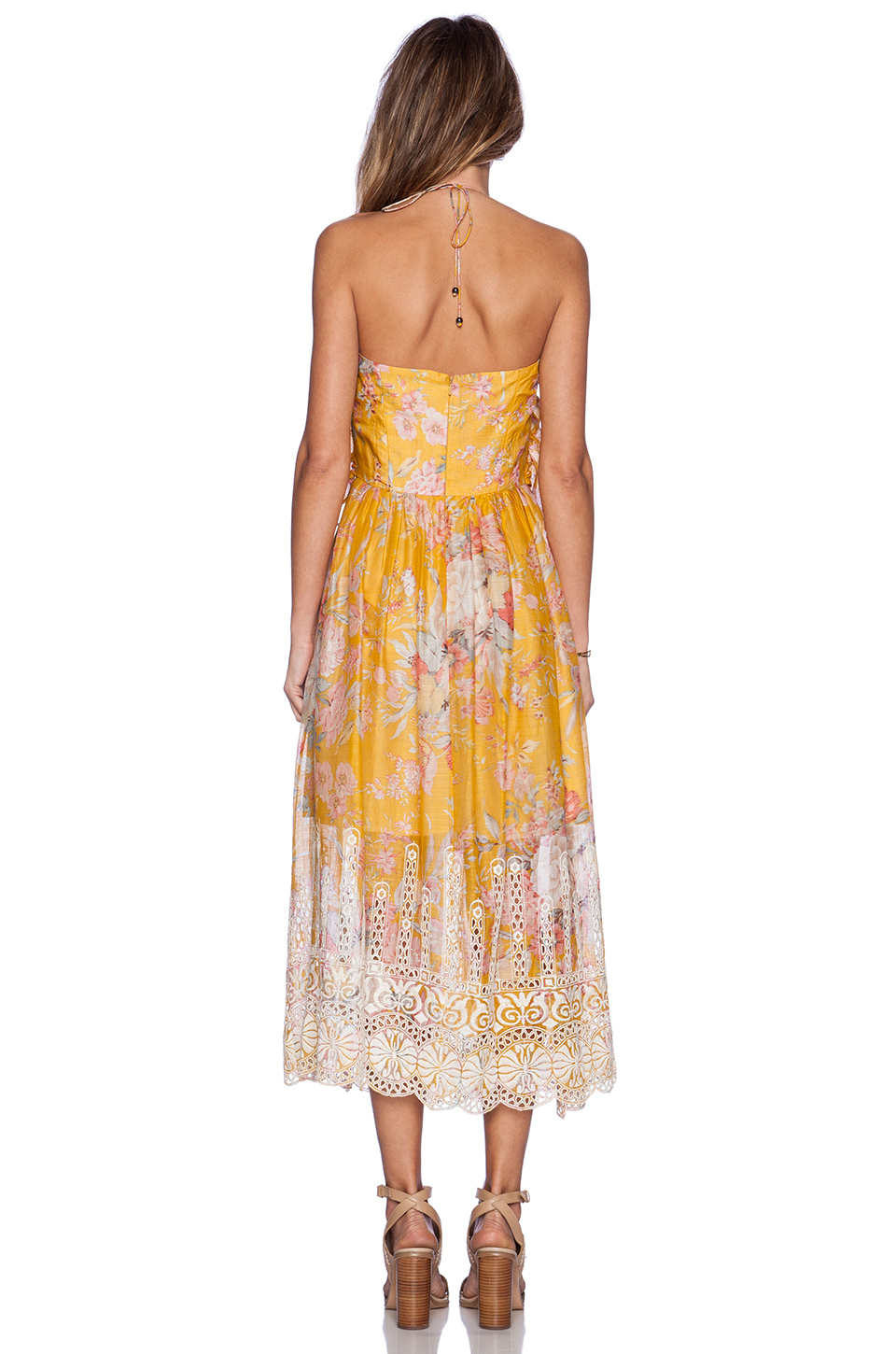 zimmermann confetti tie neck dress
